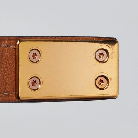 Hermes Black Box Leather Gold Plated Drag Double Tour Bracelet Size T2 - Picture 5 of 8